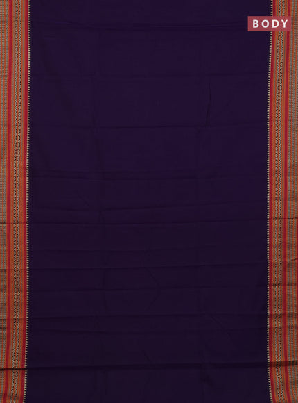 Narayanpet cotton saree violet and pink with plain body and thread woven border