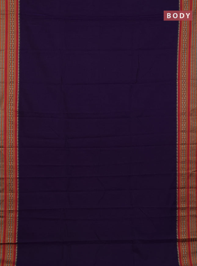 Narayanpet cotton saree violet and pink with plain body and thread woven border