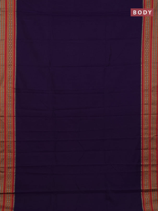 Narayanpet cotton saree violet and pink with plain body and thread woven border