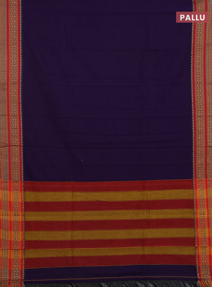Narayanpet cotton saree violet and pink with plain body and thread woven border