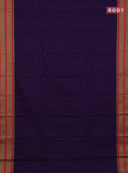Narayanpet cotton saree violet and maroon with plain body and thread woven border