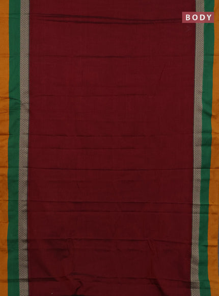 Narayanpet cotton saree maroon and off white with plain body and thread woven simple border