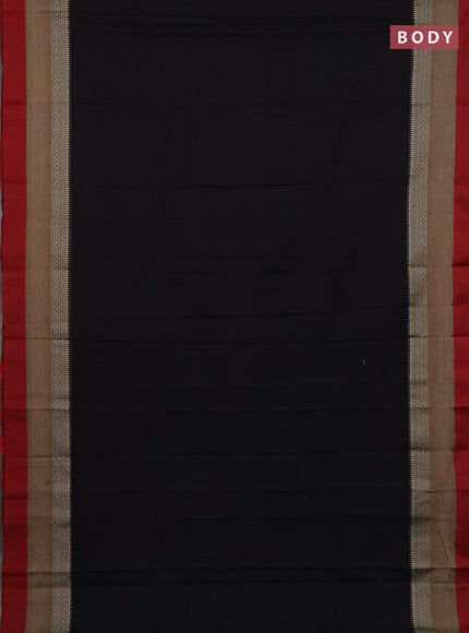 Narayanpet cotton saree black and maroon with plain body and thread woven simple border
