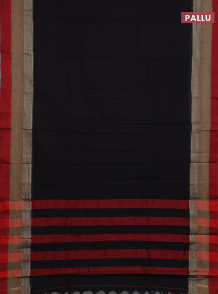 Narayanpet cotton saree black and maroon with plain body and thread woven simple border