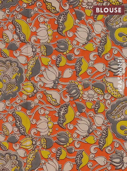Narayanpet cotton saree red and orange with plain body and thread woven simple border