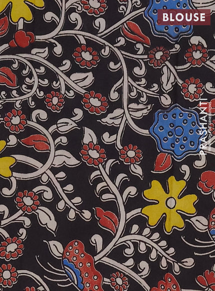 Narayanpet cotton saree grey and black with plain body and thread woven simple border