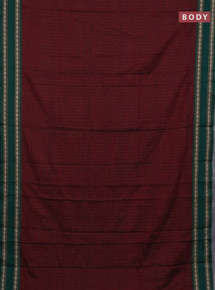 Narayanpet cotton saree maroon and beige with allover thread checked pattern and rettapet thread woven border
