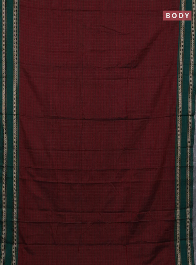Narayanpet cotton saree maroon and beige with allover thread checked pattern and rettapet thread woven border