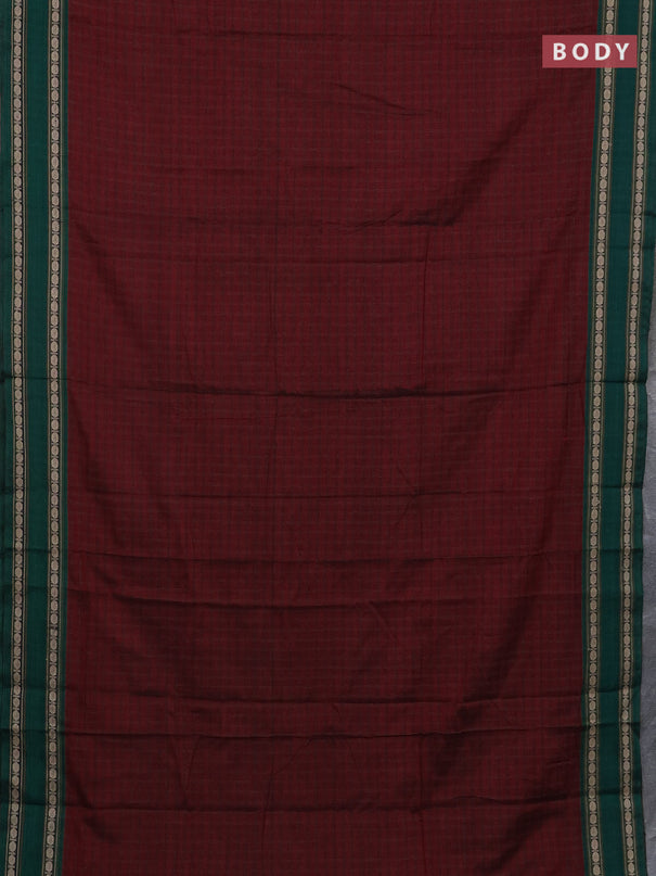 Narayanpet cotton saree maroon and beige with allover thread checked pattern and rettapet thread woven border
