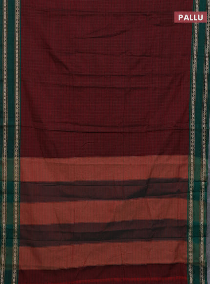 Narayanpet cotton saree maroon and beige with allover thread checked pattern and rettapet thread woven border