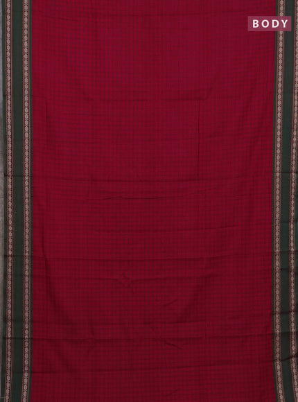 Narayanpet cotton saree red and beige with allover thread checked pattern and rettapet thread woven border