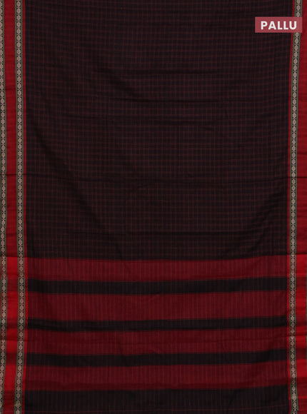 Narayanpet cotton saree black and beige with allover thread checked pattern and rettapet thread woven border