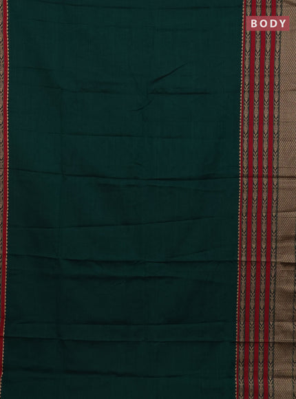 Narayanpet cotton saree bottle green and maroon with allover thread checked pattern and rettapet thread woven border
