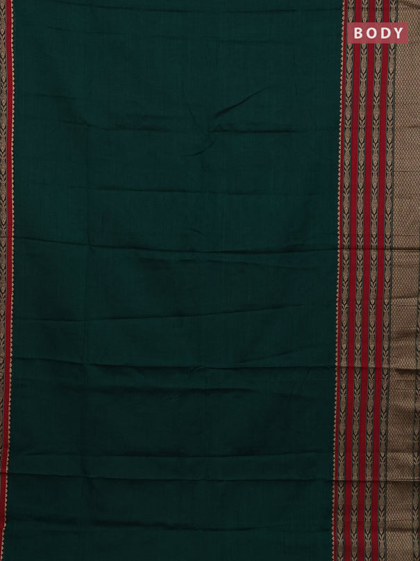 Narayanpet cotton saree bottle green and maroon with allover thread checked pattern and rettapet thread woven border