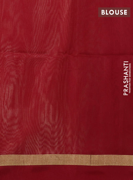 Kora silk cotton saree sandal and maroon with zari woven buttas and zari woven simple border