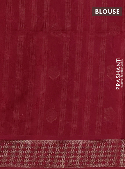 Kora silk cotton saree purple and red with allover self emboss and zari woven border