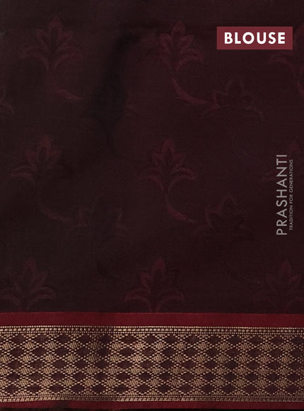 Kora silk cotton saree green and maroon with allover self emboss and zari woven border