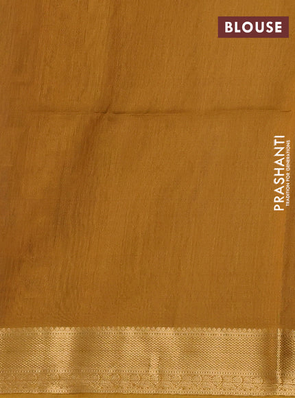 Kora silk cotton saree blue and dark mustard with paisley & annam zari woven buttas and zari woven border