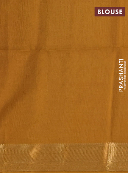 Kora silk cotton saree dark magenta and dark mustard with paisley & annam zari woven buttas and zari woven border