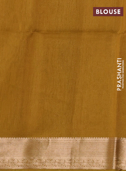 Kora silk cotton saree black and dark mustard with paisley & annam zari woven buttas and zari woven border