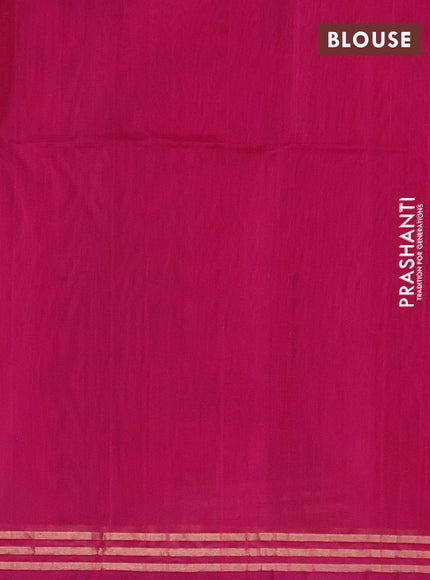 Kora silk cotton saree dark mehendi and pink with zari woven buttas and zari woven border