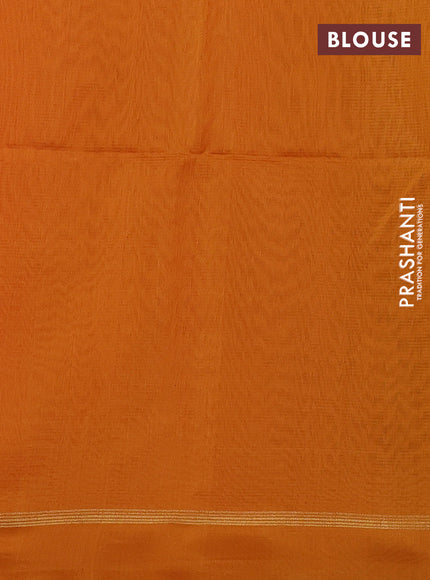 Kora silk cotton saree red and mustard yellow with thread & zari woven floral buttas and zari woven border