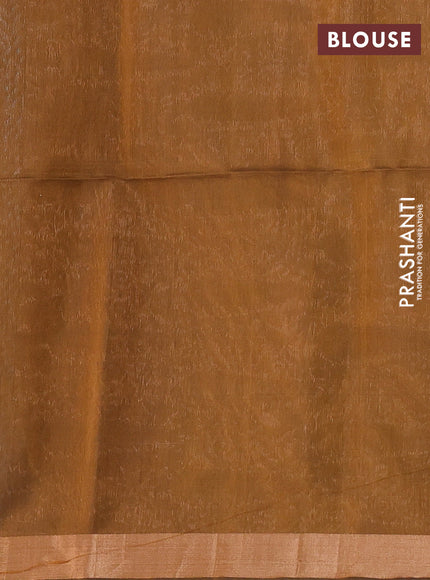 Kora silk cotton saree mustard yellow and dark mustard with allover silver zari woven buttas and zari woven border
