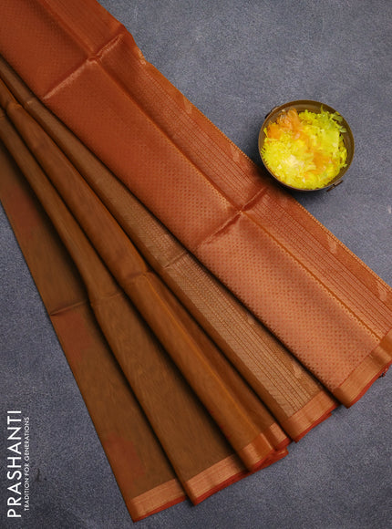 Kora silk cotton saree dark mustard and dual shade of dark mustard with allover zari woven buttas and zari woven border