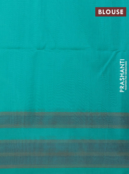 Kora silk cotton saree teal green shade with allover zari woven buttas and zari woven border
