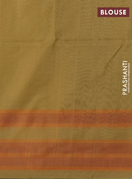 Kora silk cotton saree mustard shade and orange with allover zari woven buttas and zari woven border