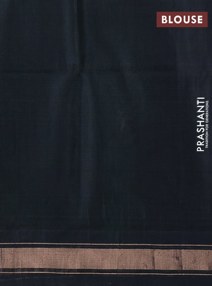 Kora silk cotton saree green and elephant grey with allover zari weaves & thread buttas and zari woven border