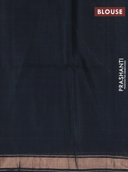 Kora silk cotton saree peacock blue and elephant grey with allover zari weaves & thread buttas and zari woven border