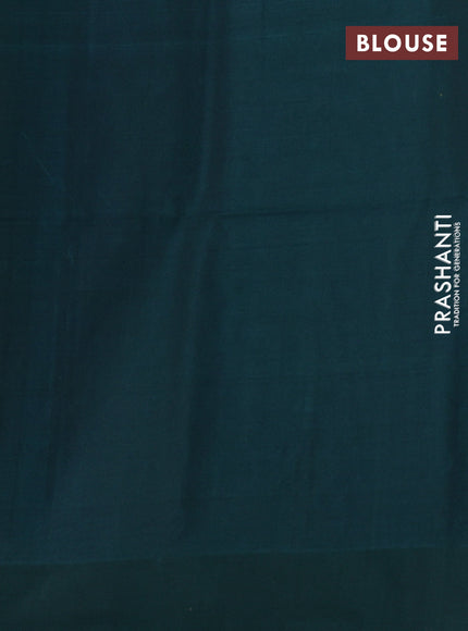 Kora silk cotton saree dark olive green and peacock green with allover zari weaves & thread woven buttas and zari woven border