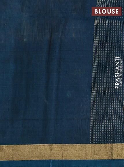 Kora silk cotton saree military green and peacock green with allover zari weaves & thread woven buttas and zari woven border