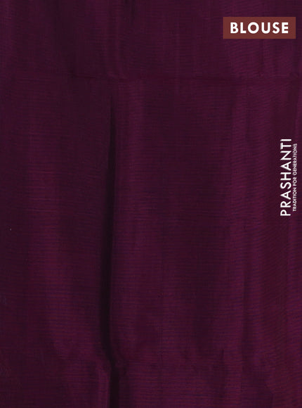 Kora silk cotton saree navy blue and magenta pink with thread weaves & buttas and simple border