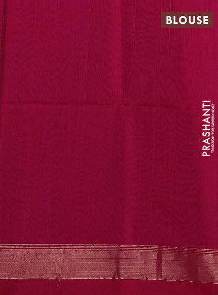 Kora silk cotton saree blue and pink with thread & zari woven buttas and zari woven simple border