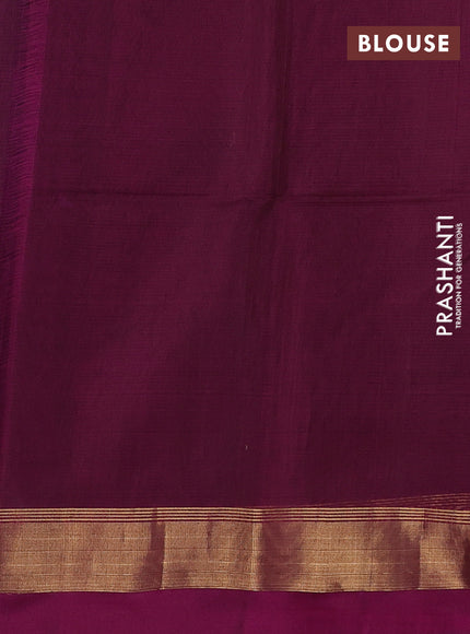 Kora silk cotton saree black and wine shade with thread & zari woven buttas and zari woven simple border