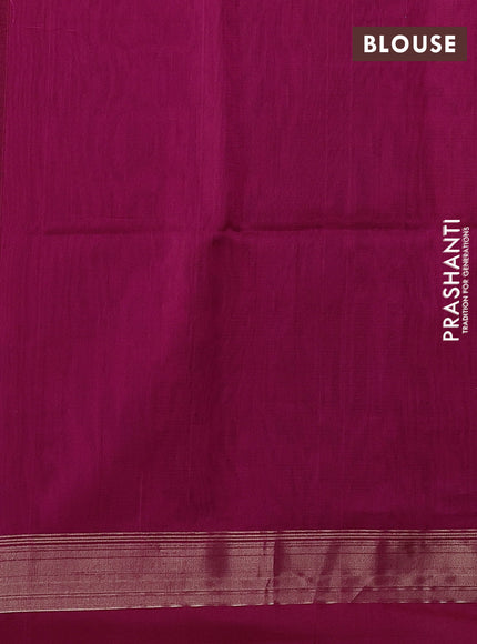 Kora silk cotton saree peacock blue and pink with thread & zari woven buttas and zari woven simple border