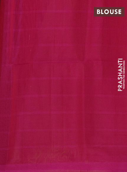 Kora silk cotton saree yellow and pink with allover checks & thread buttas and simple border