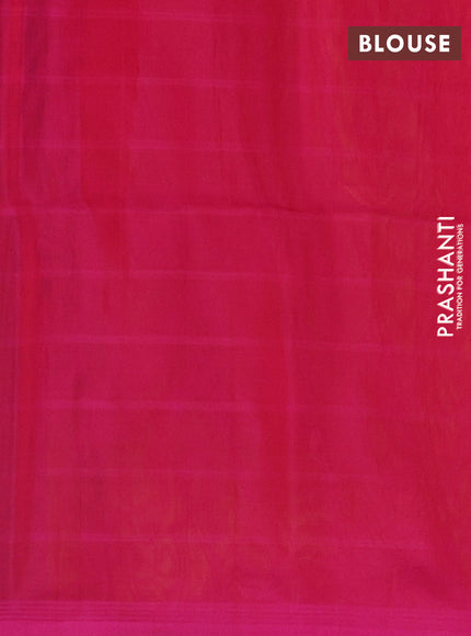 Kora silk cotton saree mango yellow and pink with allover checks & thread buttas and simple border