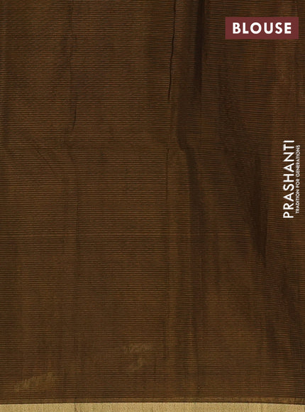 Kora silk cotton saree maroon and dark mustard with thread & zari woven buttas and zari woven piping border
