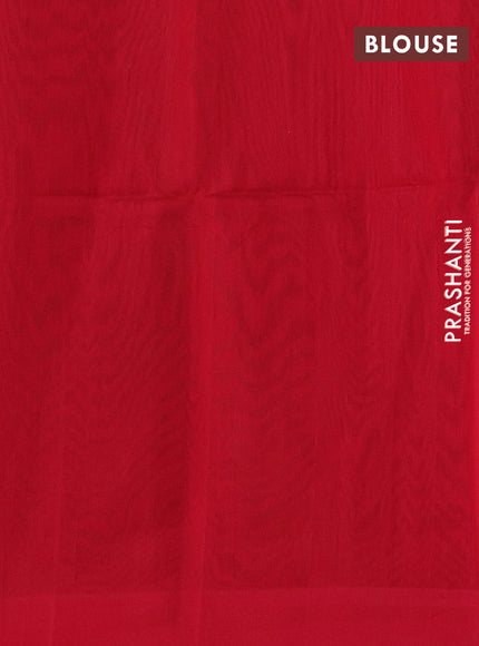 Kora silk cotton saree dark mustard and red with thread woven buttas and simple border