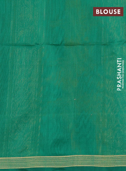 Kora silk cotton saree dark mustard and green with thread & zari woven buttas and zari woven border