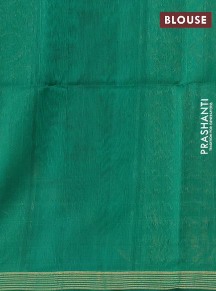 Kora silk cotton saree dual shade of dark mustard and green with thread & zari woven buttas and zari woven border