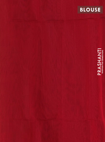 Kora silk cotton saree dark mustard and red with thread woven floral buttas and piping border