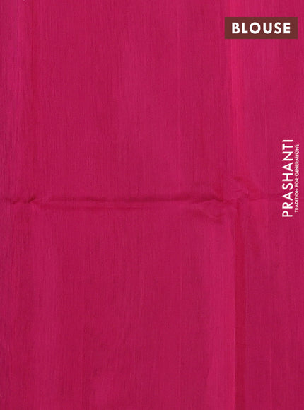 Kora silk cotton saree sap green and pink with thread woven floral buttas and piping border