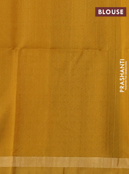 Kora silk cotton saree black and dark mustard with thread & zari woven buttas and zari woven simple border