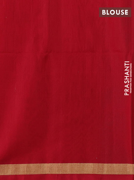 Kora silk cotton saree dual shade of dark mustard and red with thread & zari woven buttas and zari woven simple border