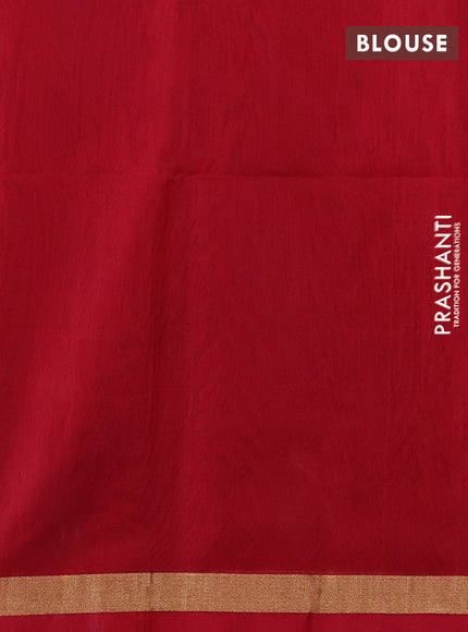 Kora silk cotton saree blue and red with thread & zari woven buttas and zari woven simple border