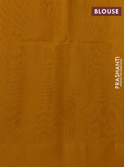 Kora silk cotton saree deep maroon and dark mustard with thread woven buttas and simple border